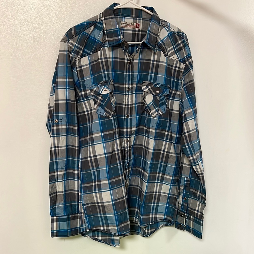 Sovereign Code Large Blue Plaid Shirt